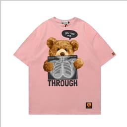 Áo Thun Bear THROUGH 3187 Phom Rộng HY KOREA Vải Cotton 65/35 Co giãn Phù Hợp Nam Nữ Từ 35 Tới 80kg 8