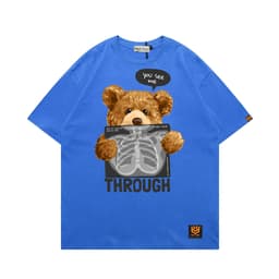Áo Thun Bear THROUGH 3187 Phom Rộng HY KOREA Vải Cotton 65/35 Co giãn Phù Hợp Nam Nữ Từ 35 Tới 80kg 4