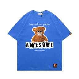 Áo Thun Gấu AWESOME 3184 Phom Rộng HY KOREA Vải Cotton 65/35 Co giãn Phù Hợp Nam Nữ Từ 35 Tới 80kg 4