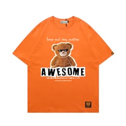 Áo Thun Gấu AWESOME 3184 Phom Rộng HY KOREA Vải Cotton 65/35 Co giãn Phù Hợp Nam Nữ Từ 35 Tới 80kg 5
