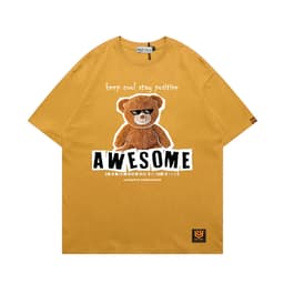 Áo Thun Gấu AWESOME 3184 Phom Rộng HY KOREA Vải Cotton 65/35 Co giãn Phù Hợp Nam Nữ Từ 35 Tới 80kg 2