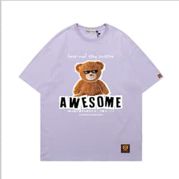 Áo Thun Gấu AWESOME 3184 Phom Rộng HY KOREA Vải Cotton 65/35 Co giãn Phù Hợp Nam Nữ Từ 35 Tới 80kg 8