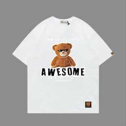 Áo Thun Gấu AWESOME 3184 Phom Rộng HY KOREA Vải Cotton 65/35 Co giãn Phù Hợp Nam Nữ Từ 35 Tới 80kg 9