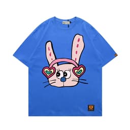 Áo Thun Thỏ Tai Nghe Cầu Vồng 3195 Phom Rộng HY KOREA Vải Cotton 65/35 Co giãn Phù Hợp Nam Nữ Từ 35 Tới 80kg 3