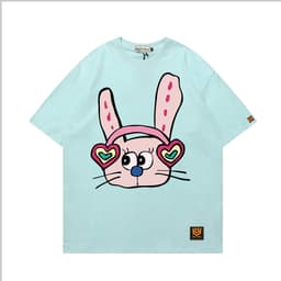 Áo Thun Thỏ Tai Nghe Cầu Vồng 3195 Phom Rộng HY KOREA Vải Cotton 65/35 Co giãn Phù Hợp Nam Nữ Từ 35 Tới 80kg 2