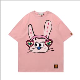 Áo Thun Thỏ Tai Nghe Cầu Vồng 3195 Phom Rộng HY KOREA Vải Cotton 65/35 Co giãn Phù Hợp Nam Nữ Từ 35 Tới 80kg 6