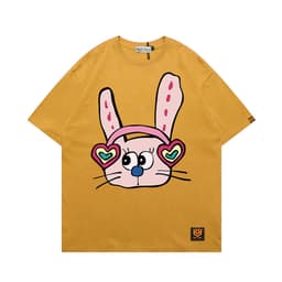 Áo Thun Thỏ Tai Nghe Cầu Vồng 3195 Phom Rộng HY KOREA Vải Cotton 65/35 Co giãn Phù Hợp Nam Nữ Từ 35 Tới 80kg 7