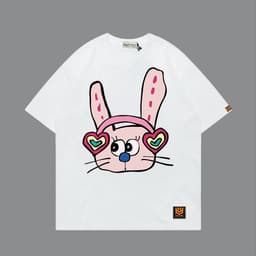 Áo Thun Thỏ Tai Nghe Cầu Vồng 3195 Phom Rộng HY KOREA Vải Cotton 65/35 Co giãn Phù Hợp Nam Nữ Từ 35 Tới 80kg 9