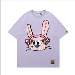 Áo Thun Thỏ Tai Nghe Cầu Vồng 3195 Phom Rộng HY KOREA Vải Cotton 65/35 Co giãn Phù Hợp Nam Nữ Từ 35 Tới 80kg 8