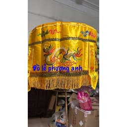 freeship 1 đôi ( 2 chiếc ) tàn thờ đỏ vàng hàng thêu tứ linh cao cấp, có video tại kho 4