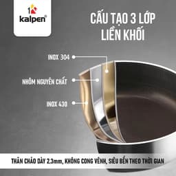 Chảo Inox 304 Kalpen Shield TS Thiết Giáp Nguyên Khối Chống Dính Nano Titanium Có Nắp Kính 20-28cm 7