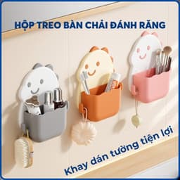 Hộp Đựng Bàn Chải Đánh Răng Dán Tường Hình Khủng Long – Kệ Đựng Bàn Chải Kem Đánh Răng Cho Phòng Tắm 1