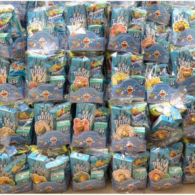 Set 20 / 30 / 50 Khay Đựng Quà Bánh Kẹo Hoạt Hình + Túi Gói Quà | Khay Làm Combo Snack Box