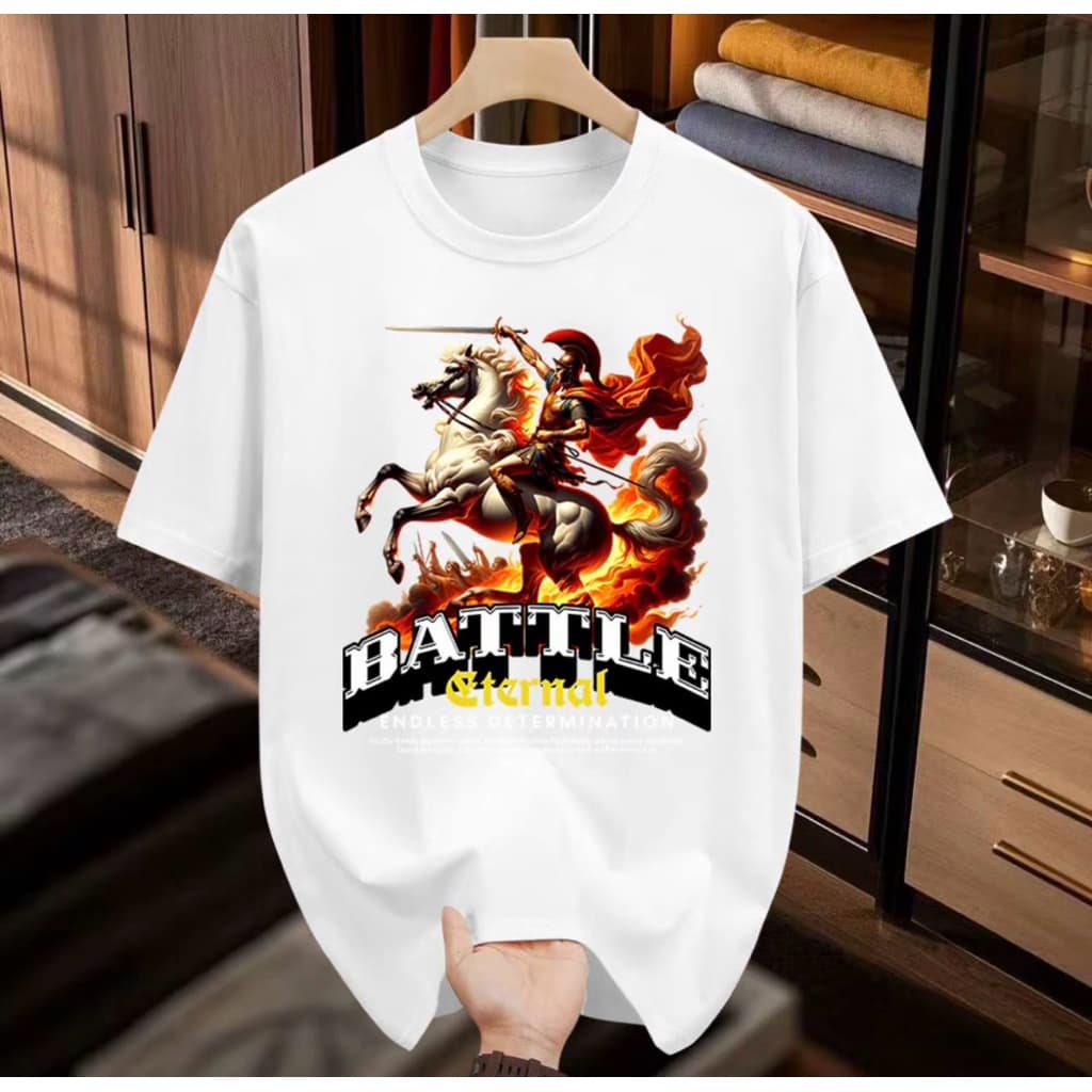 Áo Thun Unisex Nam Nữ in hình Ngựa BATTLE Chất Cotton 100% co giãn 4 chiều