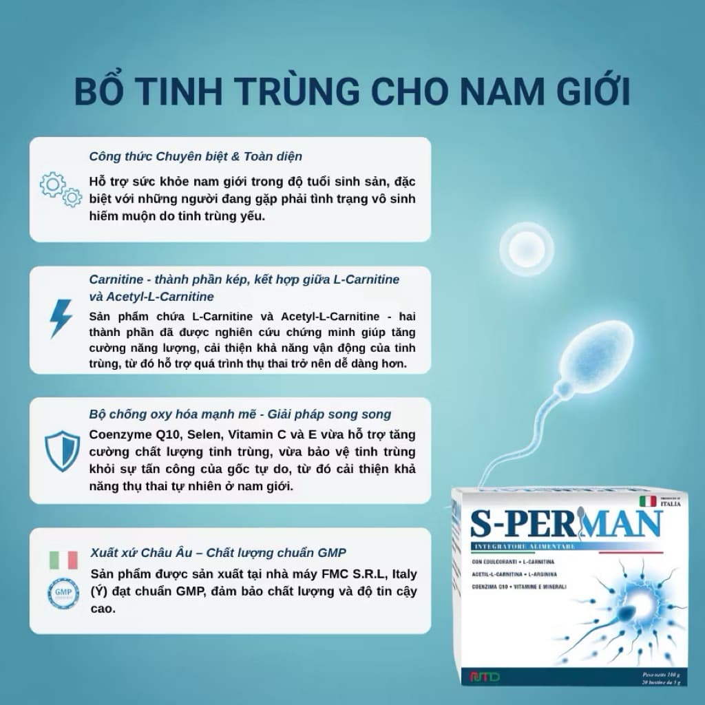 BỔ TINH TRÙNG S-PERMAN -TĂNG CHẤT LƯỢNG TINH TRÙNG, CẢI THIỆN SỨC KHOẺ NAM GIỚI!