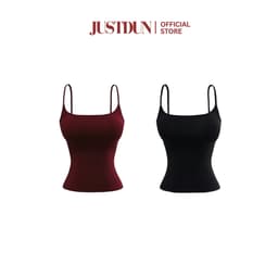 ( ÁO 2 LỚP không mút ) Áo Hai Dây Nữ Basic Ôm Body Chất Cotton Lông Mịn Tôn Dáng JUSTDUN 103 2