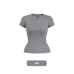 Áo Thun Nữ Ôm Body JUSTDUN E44 – Cổ Trụ Tàu Tay Ngắn, Vải Cotton Mềm Mịn Co Giãn 4 Chiều, Thoáng Mát 8