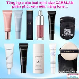 Tổng hợp mini size nhà CARSLAN:kem lót, kem nền, phấn phủ, kem nâng tone, son môi, mascara, kẹp mi..MP2K 1