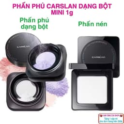 Tổng hợp mini size nhà CARSLAN:kem lót, kem nền, phấn phủ, kem nâng tone, son môi, mascara, kẹp mi..MP2K 4