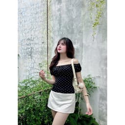 Áo Thun Nữ Trễ Vai Tay Bồng Viền Chun Nhún Ngực vải cotton mịn mát tôn dáng cho nữ m6044 6
