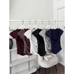 ÁO THUN CỘC TAY CỔ VUÔNG NHÚN EO TÔN DÁNG vải Cotton mịn mát mùa hè cho nữ m6038 4