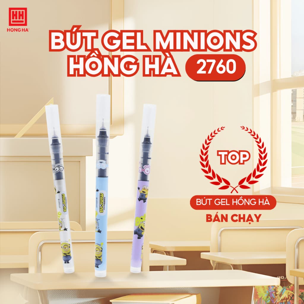 Combo 5/10/20 Bút Gel Minions ngòi 0.5mm Hồng Hà - HH 210 (Xanh, đen, tím)- 2760