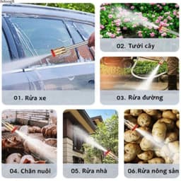 Máy Rửa Xe Không Dây 48V Pin 6000mAh Siêu Mạnh – Kèm 2 Pin, Bình Bọt, Đầu Phun Đa Năng 8