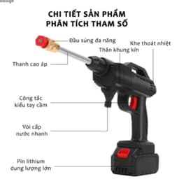 Máy Rửa Xe Không Dây 48V Pin 6000mAh Siêu Mạnh – Kèm 2 Pin, Bình Bọt, Đầu Phun Đa Năng 7