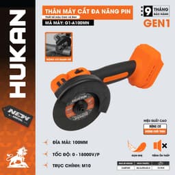 Máy cắt đa năng mini Không chổi than HUKAN G1-A100MN, Tốc độ 18.000v/p, Chân pin phổ thông 1