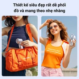 Quạt Cầm Tay Làm Lạnh Siêu Nhanh 100 Cấp Gió, Có Đèn LED, Pin Trâu 4-6H, Màn Hình LED Cao Cấp 8