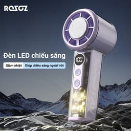 Quạt Cầm Tay Làm Lạnh Siêu Nhanh 100 Cấp Gió, Có Đèn LED, Pin Trâu 4-6H, Màn Hình LED Cao Cấp 7