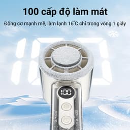 Quạt Cầm Tay Làm Lạnh Siêu Nhanh 100 Cấp Gió, Có Đèn LED, Pin Trâu 4-6H, Màn Hình LED Cao Cấp 9