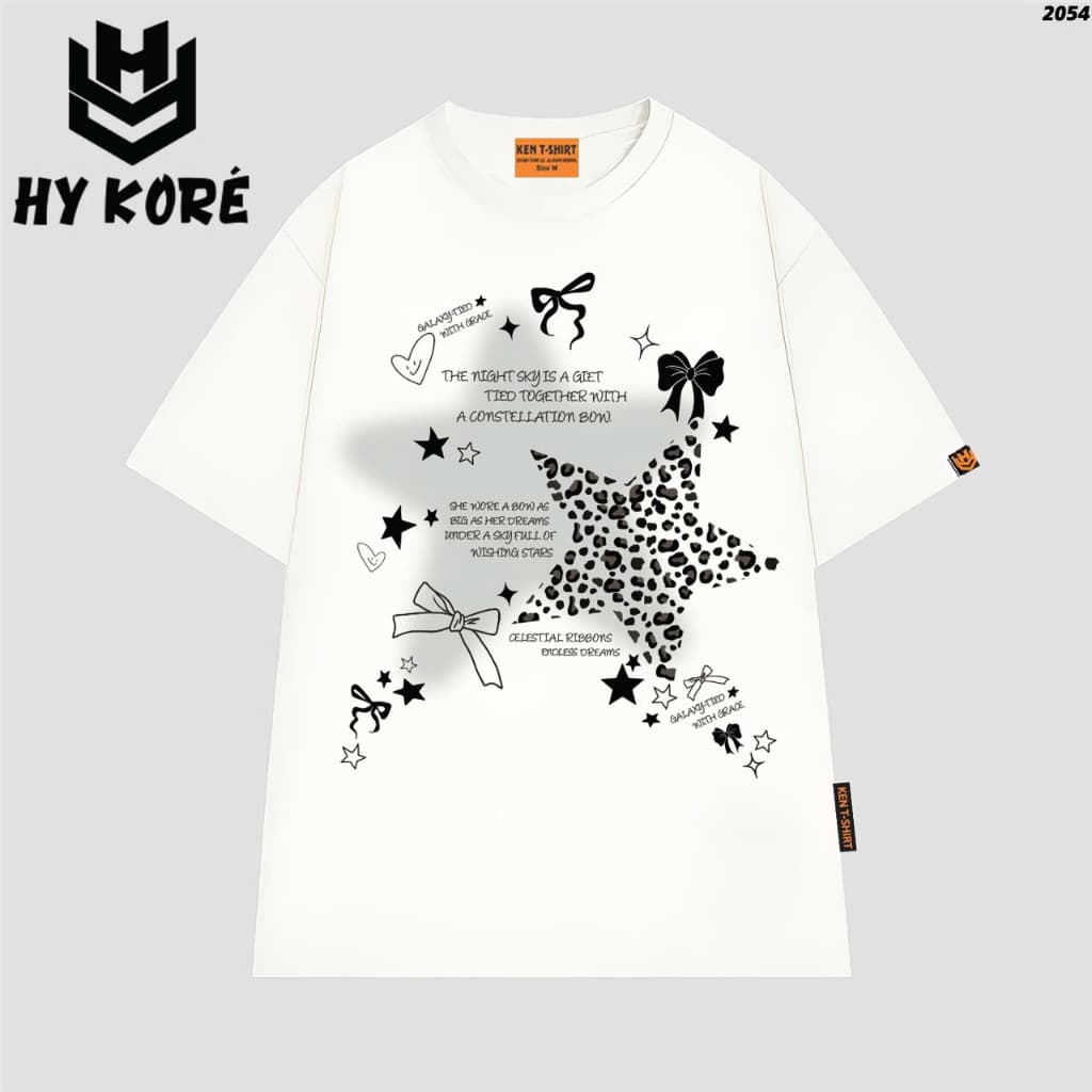 Áo Thun HY KORÉ Ngôi sao nơ đen 2054 Form Rộng Localbrand Oversize Unisex Vải Cotton 75% Nam Nữ Mặc Đẹp