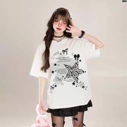 Áo Thun HY KORÉ Ngôi sao nơ đen 2054 Form Rộng Localbrand Oversize Unisex Vải Cotton 75% Nam Nữ Mặc Đẹp 3