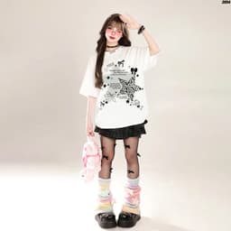 Áo Thun HY KORÉ Ngôi sao nơ đen 2054 Form Rộng Localbrand Oversize Unisex Vải Cotton 75% Nam Nữ Mặc Đẹp 4