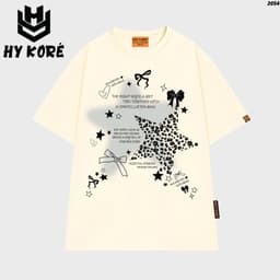 Áo Thun HY KORÉ Ngôi sao nơ đen 2054 Form Rộng Localbrand Oversize Unisex Vải Cotton 75% Nam Nữ Mặc Đẹp 5