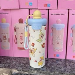 ( Hot Tặng Túi Giữ Nhiệt) Cốc 600ml Cách Nhiệt Hoạt Hình Thiết Kế Dễ Thương, Thép Không Gỉ SUS316 Có Ống Hút & Tay Cầm 7