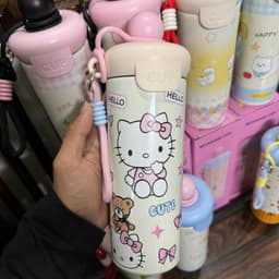 ( Hot Tặng Túi Giữ Nhiệt) Cốc 600ml Cách Nhiệt Hoạt Hình Thiết Kế Dễ Thương, Thép Không Gỉ SUS316 Có Ống Hút & Tay Cầm 9