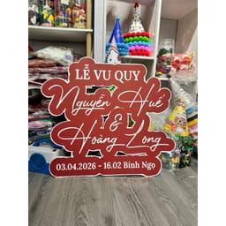 Bảng tên dâu rể ngày cưới, bảng tên đám cưới trang trí gia tiên. 5