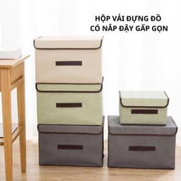 [Nắp dính] Hộp Vải Đựng Đồ, Đựng Quần Áo, Đồ Lót Gấp Gọn - Thùng Đựng Đa Năng - Hộp Có Nắp Đậy Chống Bụi 7