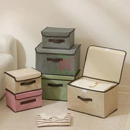 [Nắp dính] Hộp Vải Đựng Đồ, Đựng Quần Áo, Đồ Lót Gấp Gọn - Thùng Đựng Đa Năng - Hộp Có Nắp Đậy Chống Bụi 6