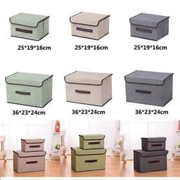 [Nắp dính] Hộp Vải Đựng Đồ, Đựng Quần Áo, Đồ Lót Gấp Gọn - Thùng Đựng Đa Năng - Hộp Có Nắp Đậy Chống Bụi 3