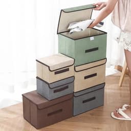 [Nắp dính] Hộp Vải Đựng Đồ, Đựng Quần Áo, Đồ Lót Gấp Gọn - Thùng Đựng Đa Năng - Hộp Có Nắp Đậy Chống Bụi 5