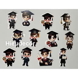 Banner CHIBI size to(15cm) tốt nghiệp cắm bó hoa trang trí bánh kem cực xinh 8