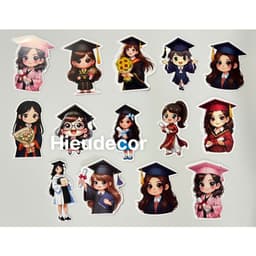 Banner CHIBI size to(15cm) tốt nghiệp cắm bó hoa trang trí bánh kem cực xinh 7