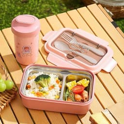 Hôp đựng cơm lõi inox với 2 ngăn cách nhiệt, giữ thực phẩm tươi ngon phù hợp cho nhân viên văn phòng 1