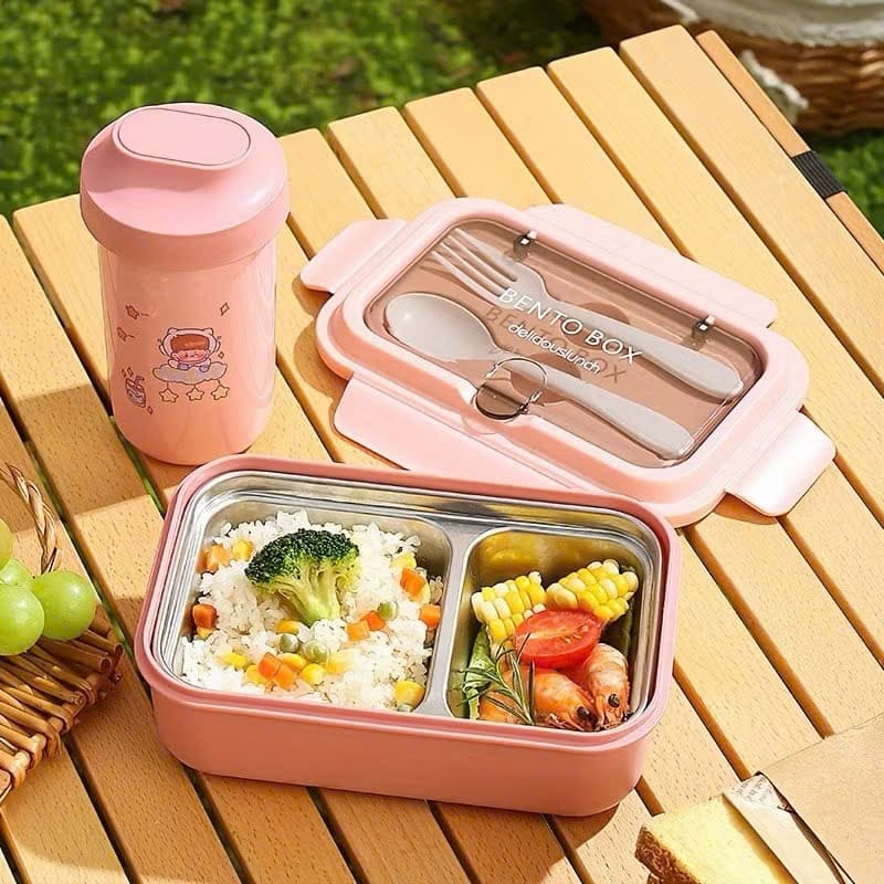 Hôp đựng cơm lõi inox với 2 ngăn cách nhiệt, giữ thực phẩm tươi ngon phù hợp cho nhân viên văn phòng