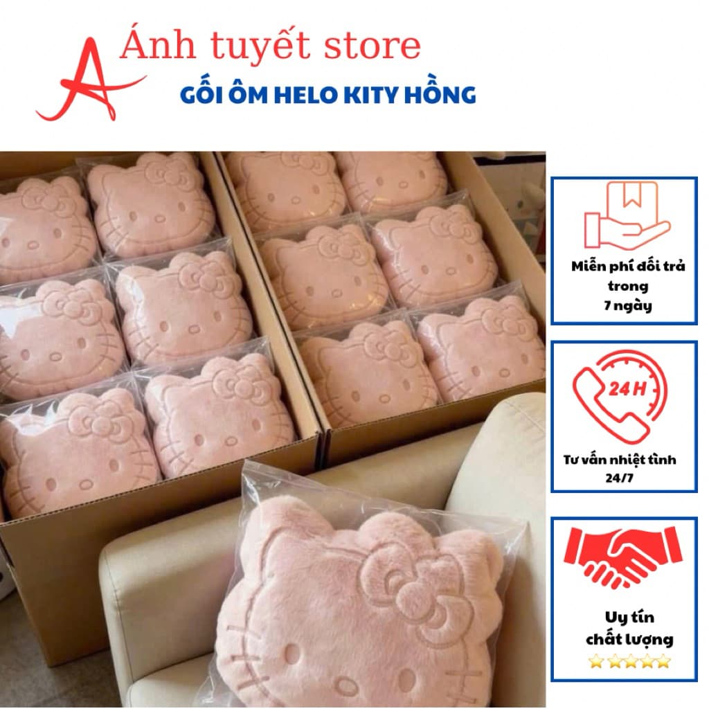 Gối Hello Kitty Nhồi Bông Dễ Thương, Đệm Hình Hello Kitty, Gối ngủ Sofo,ghế oto Gối Decor xinh đẹp NHÀ TH