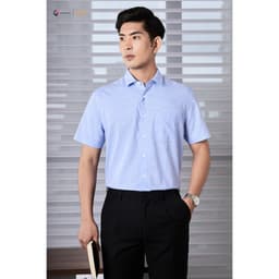 Áo Sơ Mi Nam Ngắn Tay DGC Dáng Suông Smart Casual Cổ Narrow, Túi Ngực - SASNBB23M 4