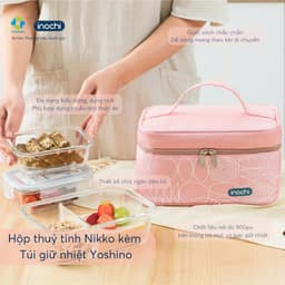 Bộ hộp cơm thủy tinh Nikko Inochi kèm túi Yoshino – Giữ nhiệt tốt, tiện mang đi, Hộp cơm vp cao cấp 5